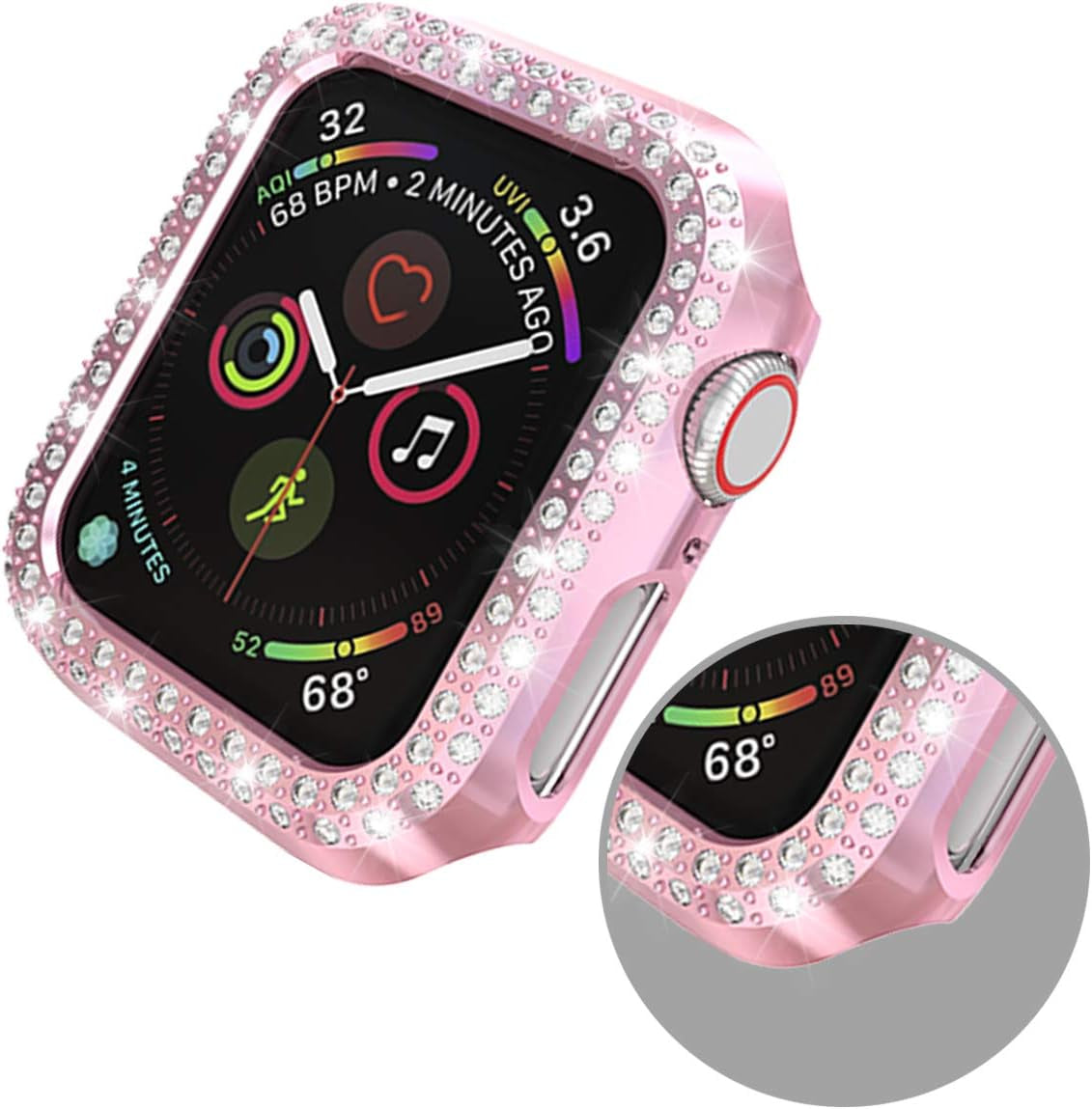 [5-Pack] Protector Case Compatible with Apple Watch Series 3 Series 2 Series 1 38Mm Cover, Double Row Bling Crystal Diamonds Protective Cover PC Plated Bumper Frame Accessories (5 Colors, 38Mm)