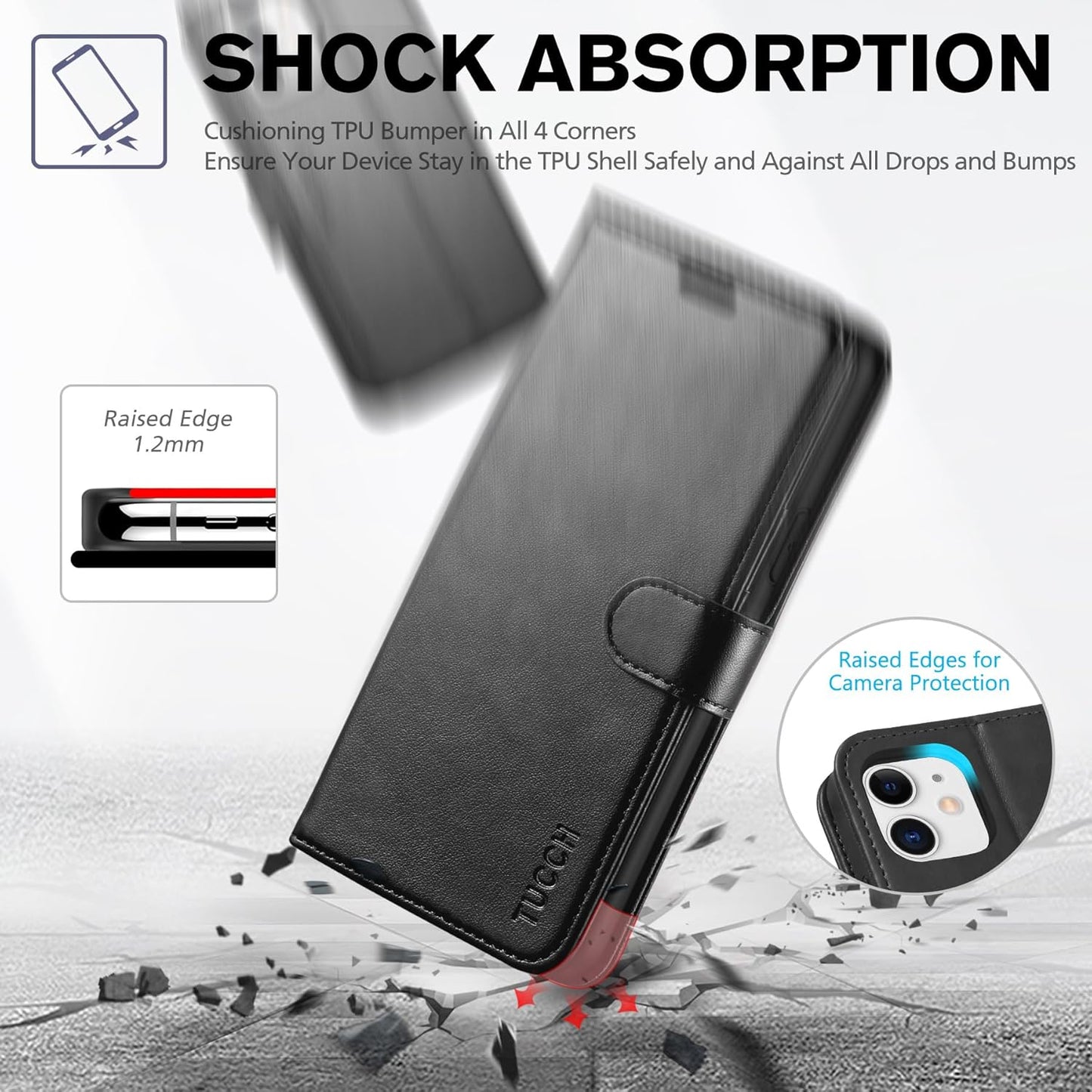 Iphone 11 Case, Iphone 11 Wallet Case with [RFID Blocking] Card Slots Stand Magnetic Closure, Protective PU Leather [Shockproof TPU] Flip Cover Compatible with Iphone 11 (2019 6.1 Inch), Black