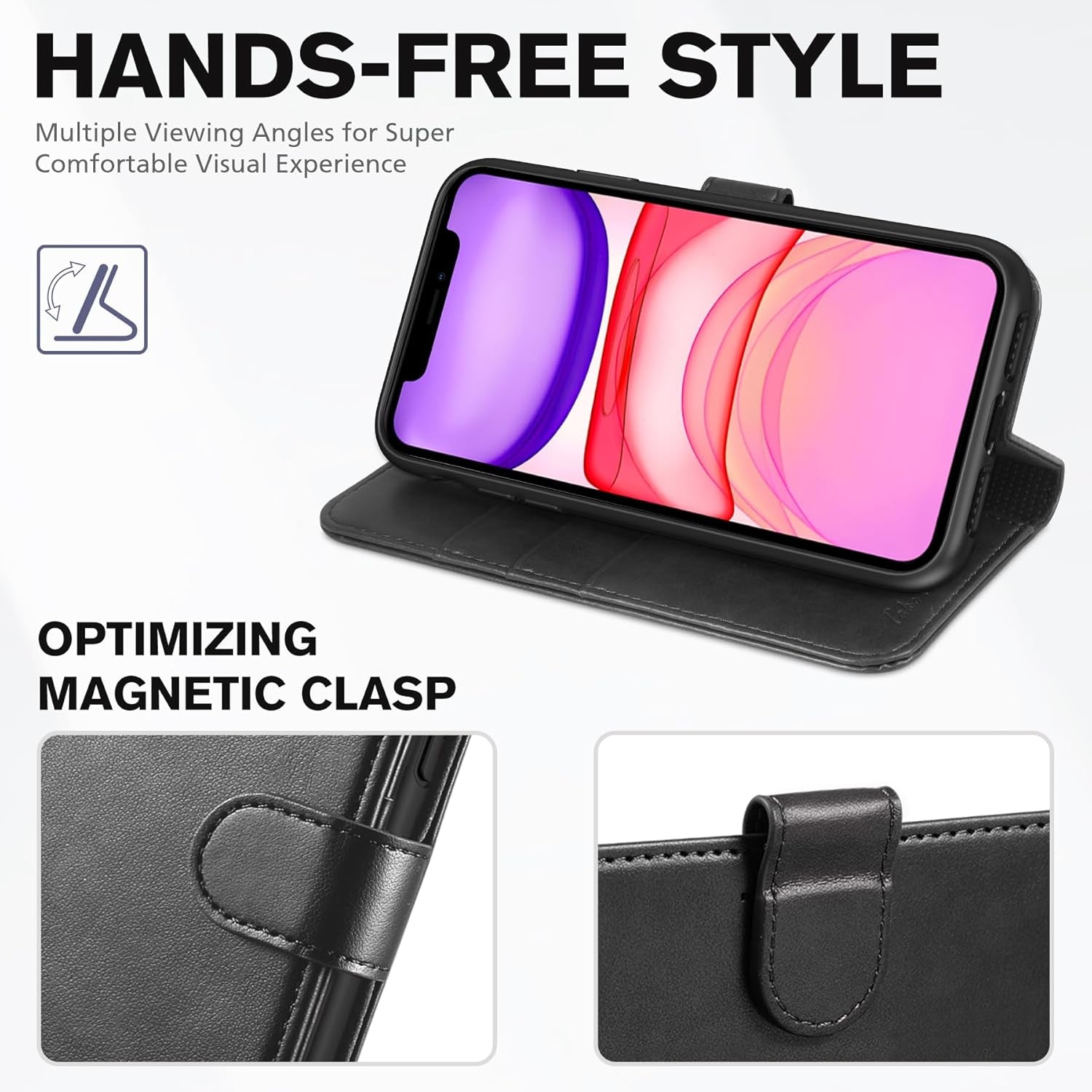 Iphone 11 Case, Iphone 11 Wallet Case with [RFID Blocking] Card Slots Stand Magnetic Closure, Protective PU Leather [Shockproof TPU] Flip Cover Compatible with Iphone 11 (2019 6.1 Inch), Black