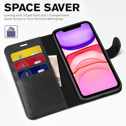 Iphone 11 Case, Iphone 11 Wallet Case with [RFID Blocking] Card Slots Stand Magnetic Closure, Protective PU Leather [Shockproof TPU] Flip Cover Compatible with Iphone 11 (2019 6.1 Inch), Black