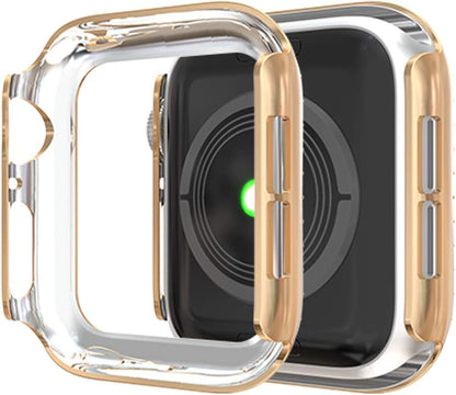 [5-Pack] Protector Case Compatible with Apple Watch Series 3 Series 2 Series 1 38Mm Cover, Double Row Bling Crystal Diamonds Protective Cover PC Plated Bumper Frame Accessories (5 Colors, 38Mm)
