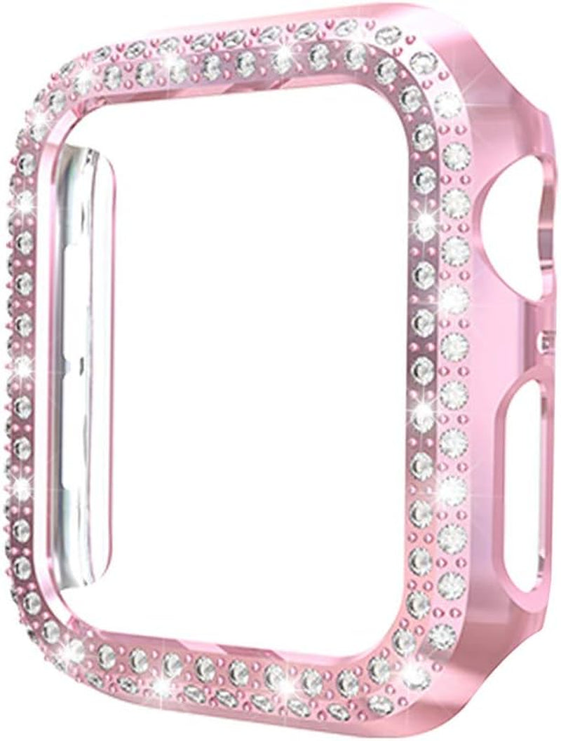 [5-Pack] Protector Case Compatible with Apple Watch Series 3 Series 2 Series 1 38Mm Cover, Double Row Bling Crystal Diamonds Protective Cover PC Plated Bumper Frame Accessories (5 Colors, 38Mm)