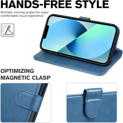 Case for Iphone 13 Wallet Case 5G, RFID Blocking Card Slot Holder [TPU Interior Protective Case], Magnetic Folio PU Leather Stand Flip Cover Compatible with Iphone 13 6.1" 2021, Lake Blue
