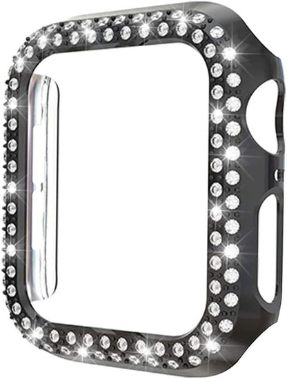 [5-Pack] Protector Case Compatible with Apple Watch Series 3 Series 2 Series 1 38Mm Cover, Double Row Bling Crystal Diamonds Protective Cover PC Plated Bumper Frame Accessories (5 Colors, 38Mm)