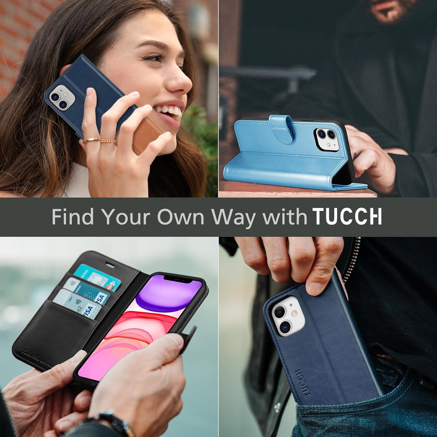 Iphone 11 Case, Iphone 11 Wallet Case with [RFID Blocking] Card Slots Stand Magnetic Closure, Protective PU Leather [Shockproof TPU] Flip Cover Compatible with Iphone 11 (2019 6.1 Inch), Black