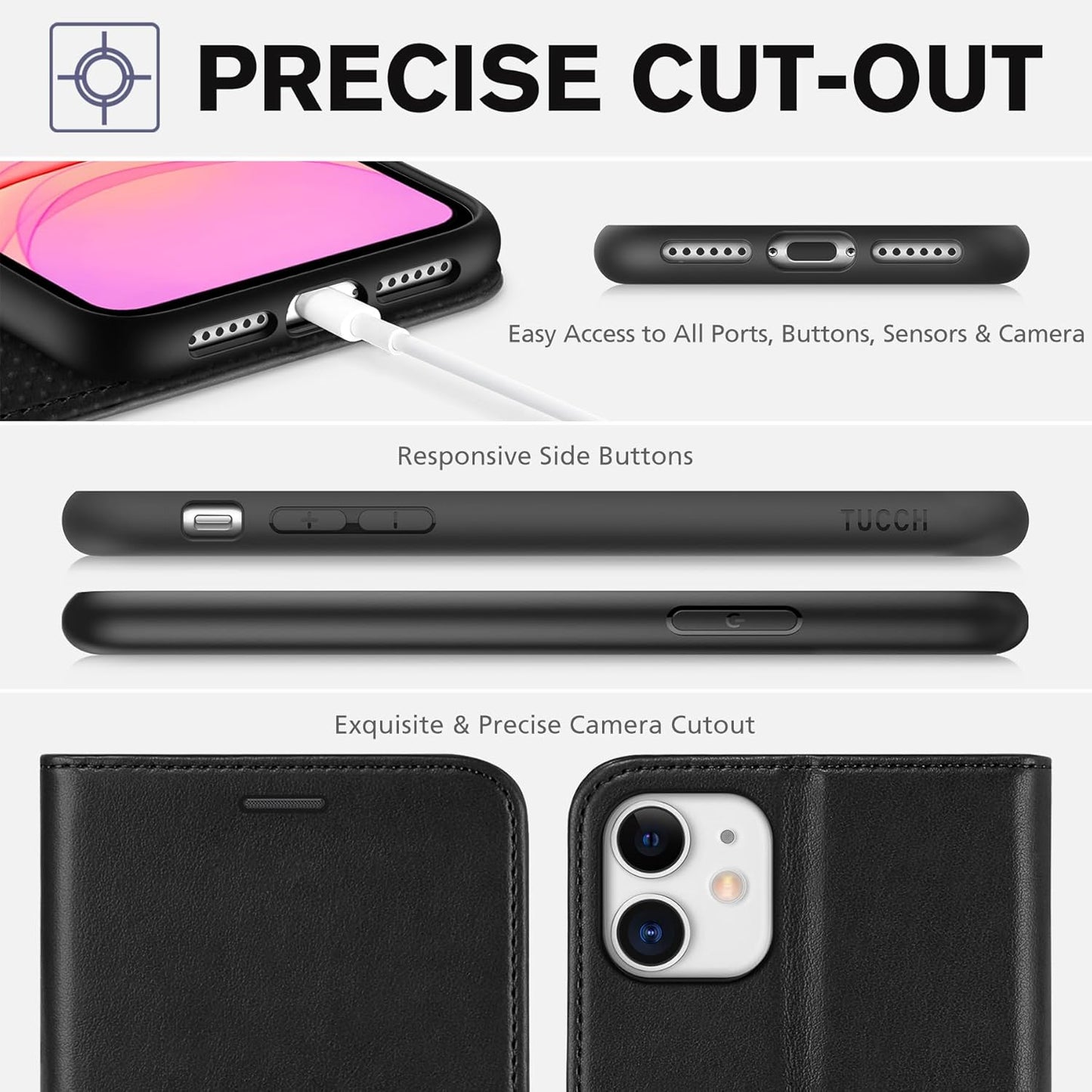 Iphone 11 Case, Iphone 11 Wallet Case with [RFID Blocking] Card Slots Stand Magnetic Closure, Protective PU Leather [Shockproof TPU] Flip Cover Compatible with Iphone 11 (2019 6.1 Inch), Black